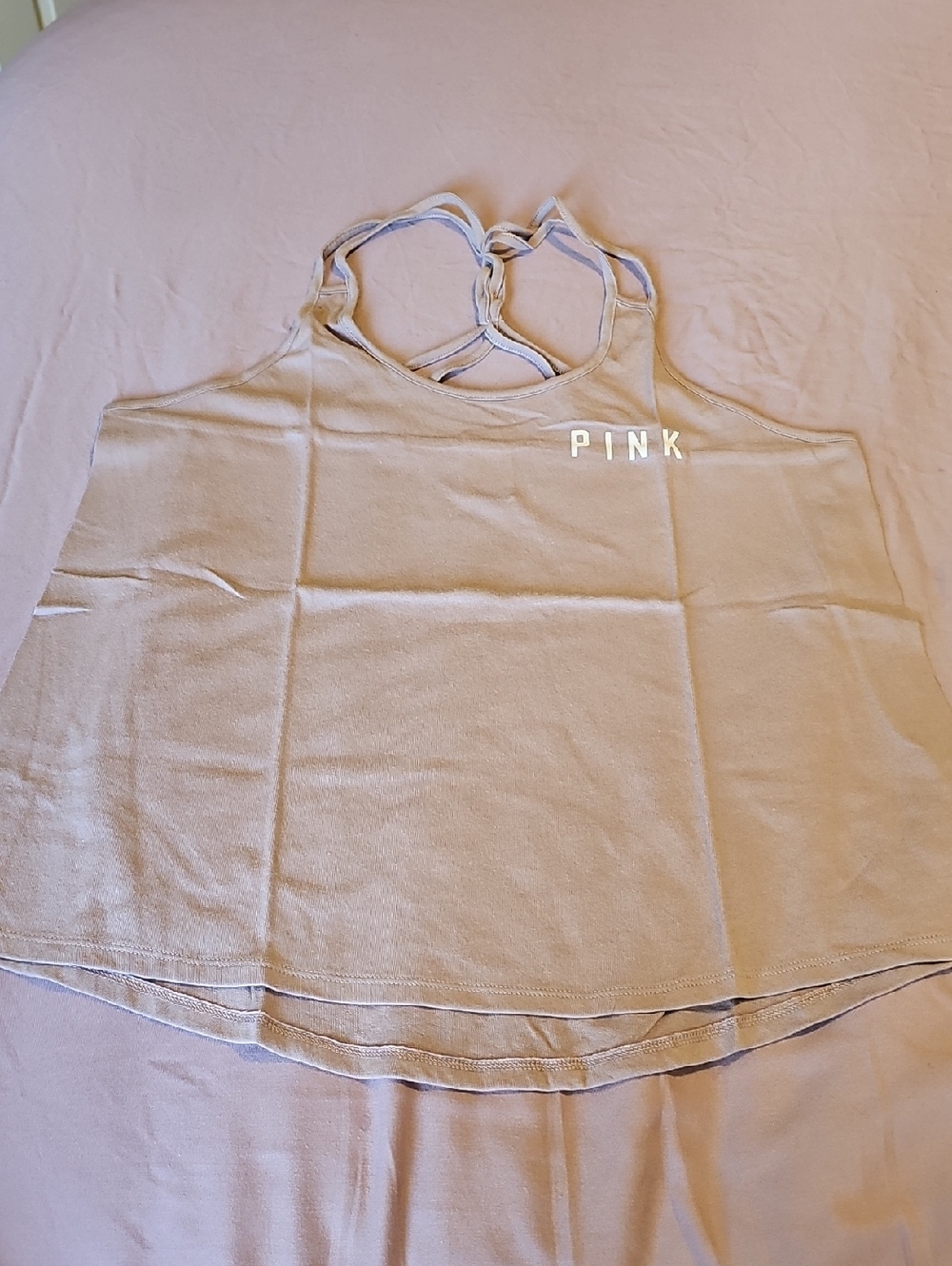 PINK Victoria's Secret Cream Strappy-Back Tank Top